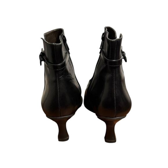 Antonio Melani Black Leather Pointed Toe Kitten Heel Ankle Boots Size 8.5 - Picture 3 of 6